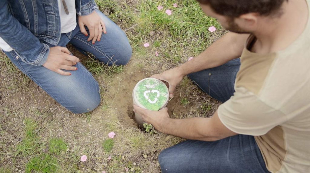 Bios Urn is a biological biodegradable urn designed to grow a tree using ashes.