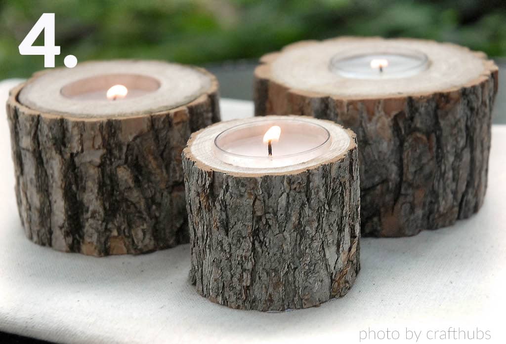 tree stump with candles