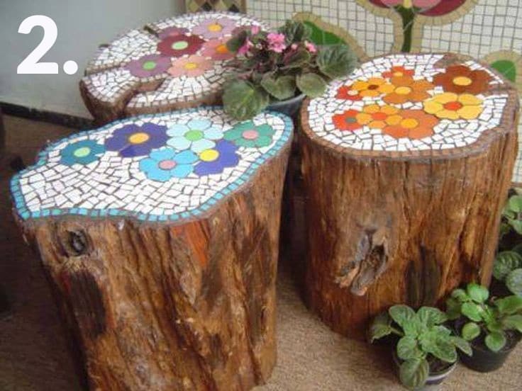 tree stump mosaic tiles