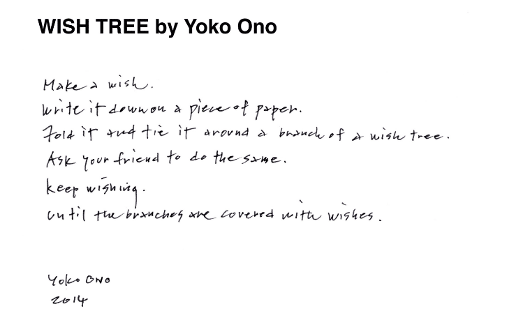 Yoko ono inscription for wish tree